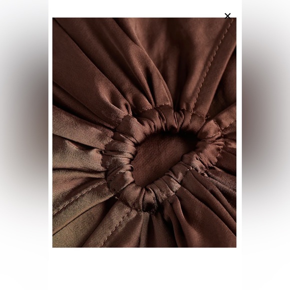 EXPRESS SATIN BROWN CUT OUT MIDI MAXIEVENING LONG SLEEVE PARTY DRESS - Picture 9 of 11